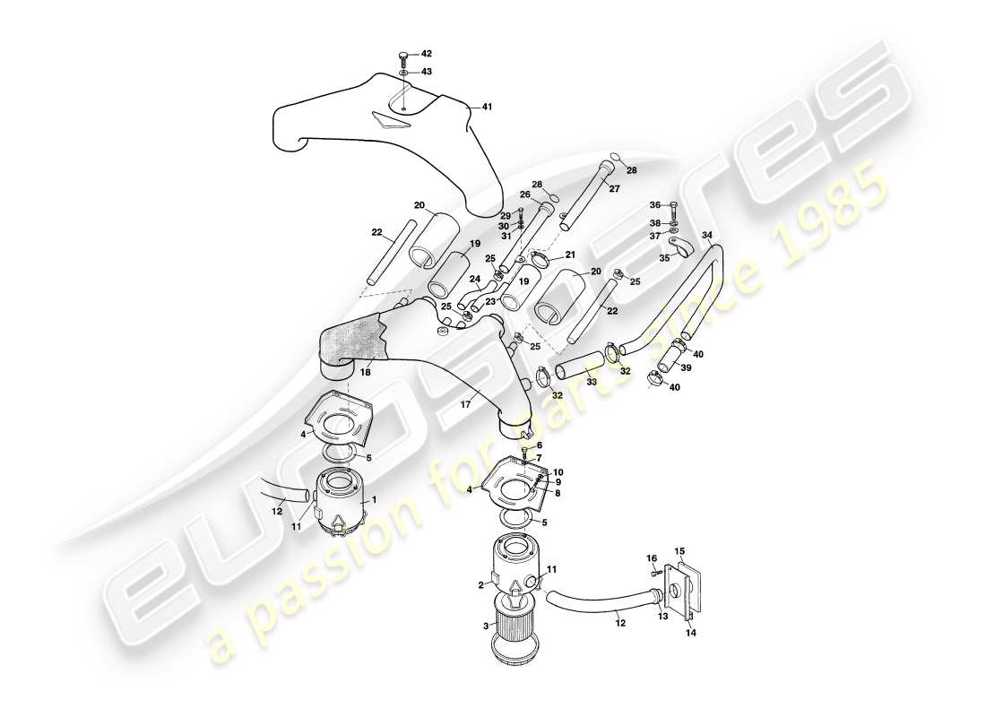 VIEW PARTS DIAGRAMS FROM THE ASTON MARTIN V8 COUPE PARTS CATALOGUE a part diagram from the aston martin v8 coupe parts catalogue
