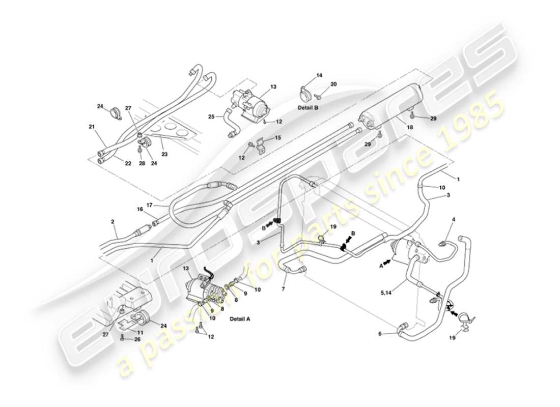 aston martin vanquish (2003) oil cooling axle part diagram