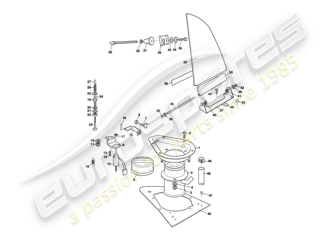 aston martin v8 coupe (1999) fuel filler flaps part diagram