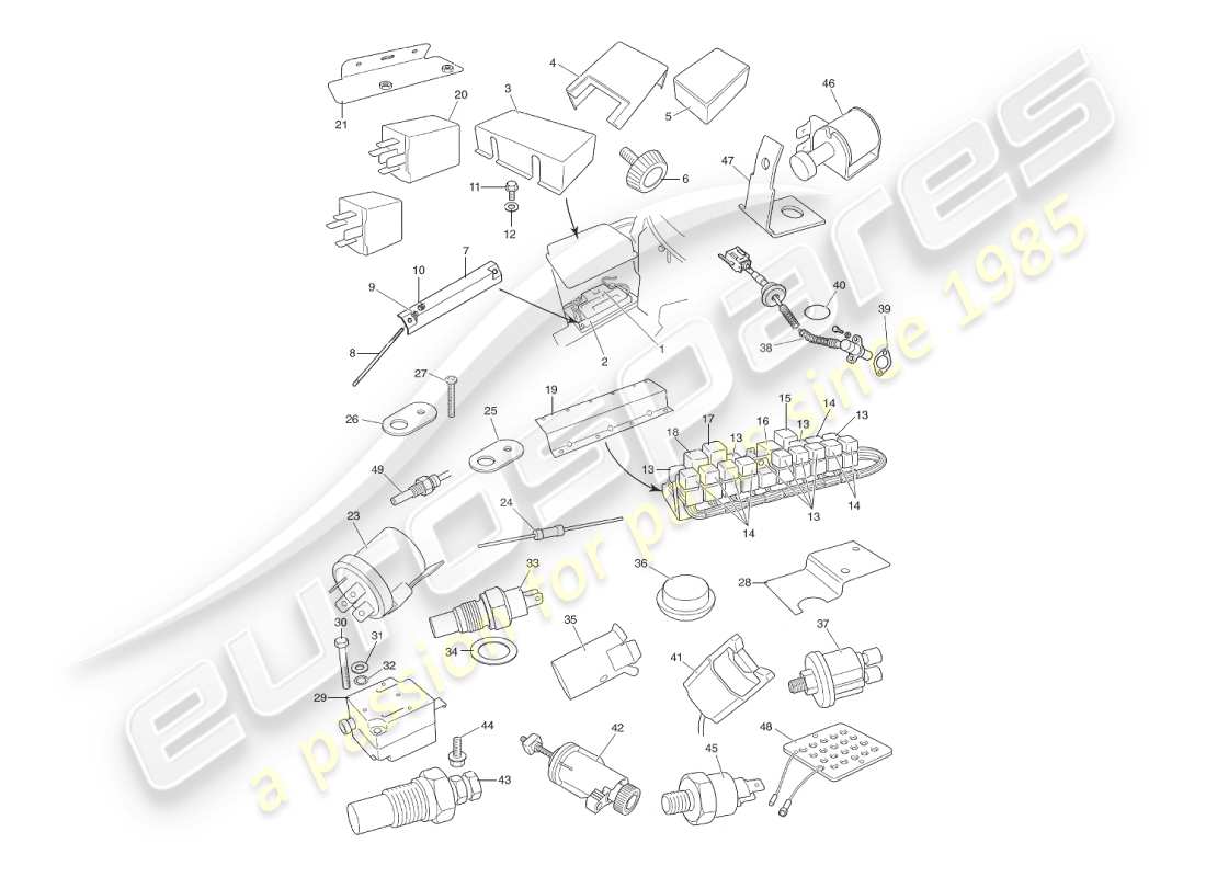 aston martin v8 virage (1999) components & wiring part diagram
