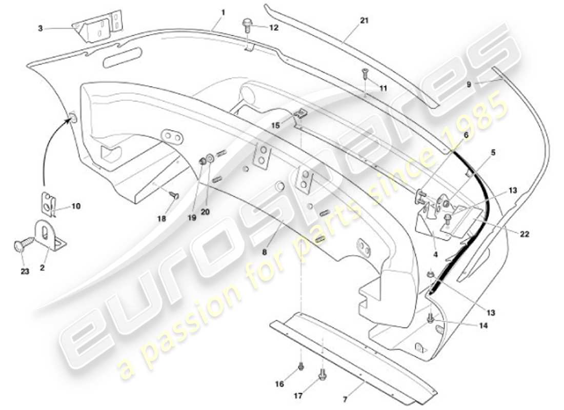 aston martin vanquish (2001) rear bumper parts diagram
