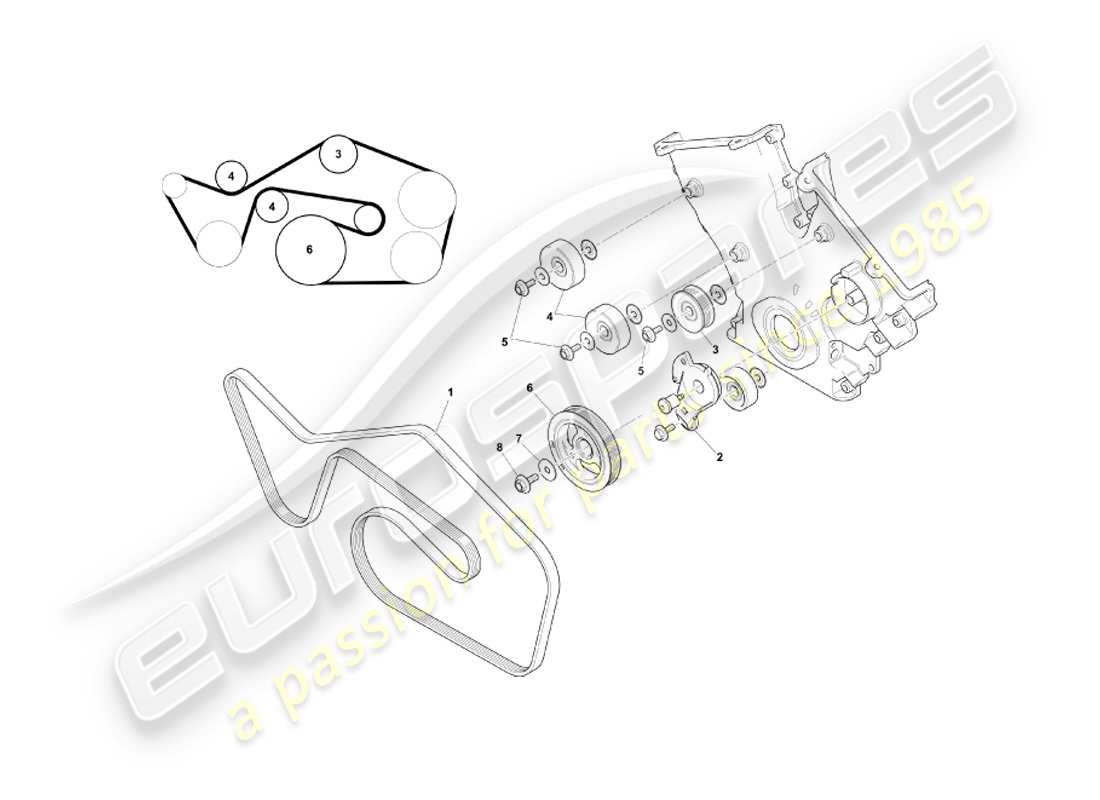 aston martin db7 vantage (2001) belts & chains part diagram