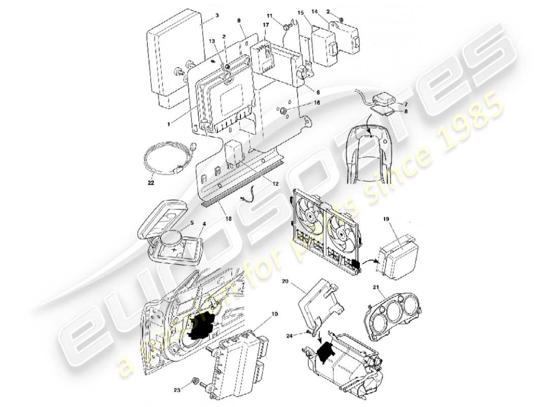 aston martin vanquish (2001) electronic control modules parts diagram