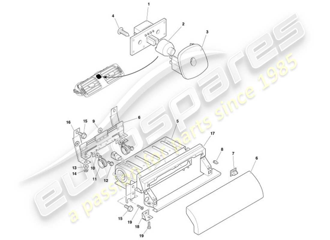 aston martin vanquish (2001) fascia & trim parts diagram