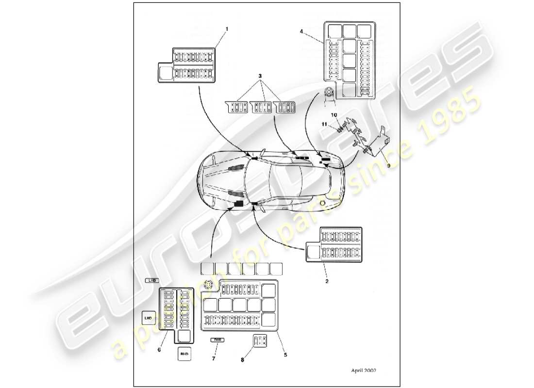aston martin vanquish (2001) fuses parts diagram
