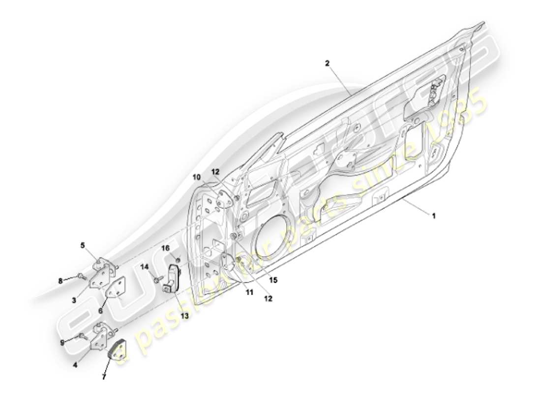 aston martin vanquish (2001) doors parts diagram