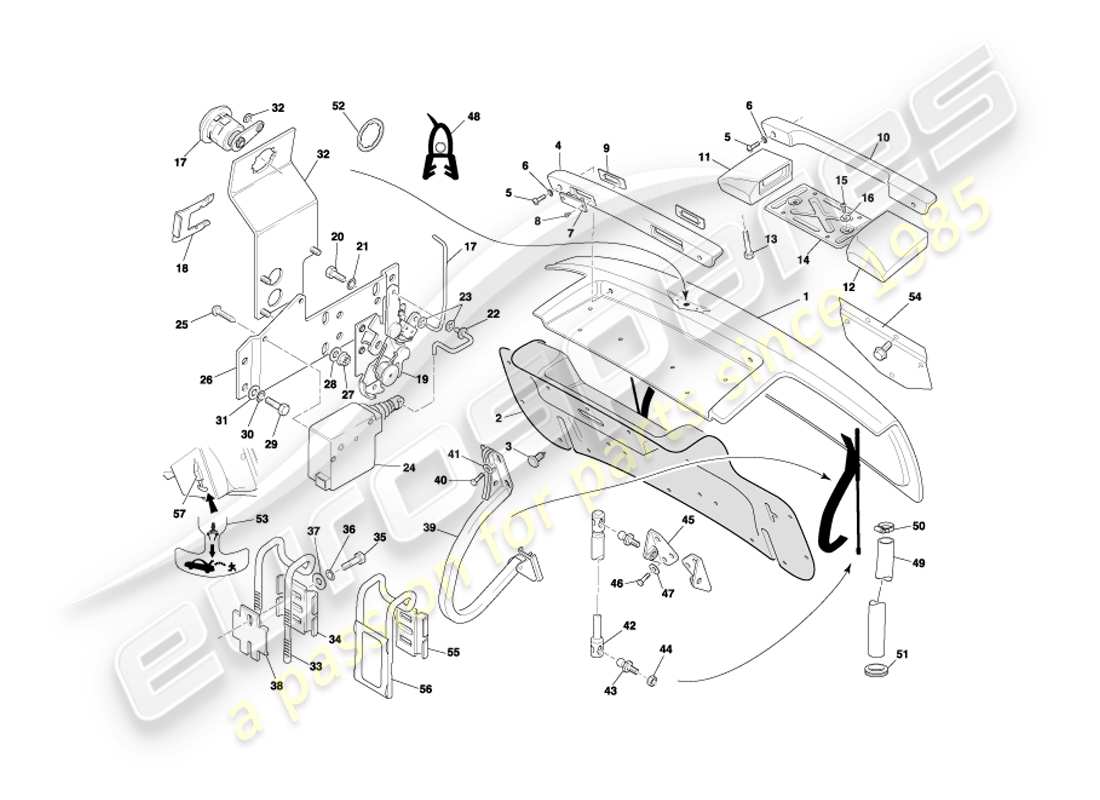 aston martin db7 vantage (2003) trunk lid part diagram