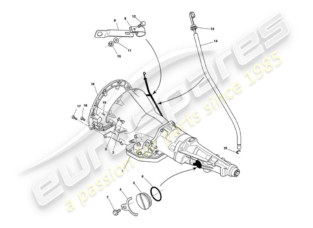 aston martin v8 coupe (1999) four speed gearbox part diagram