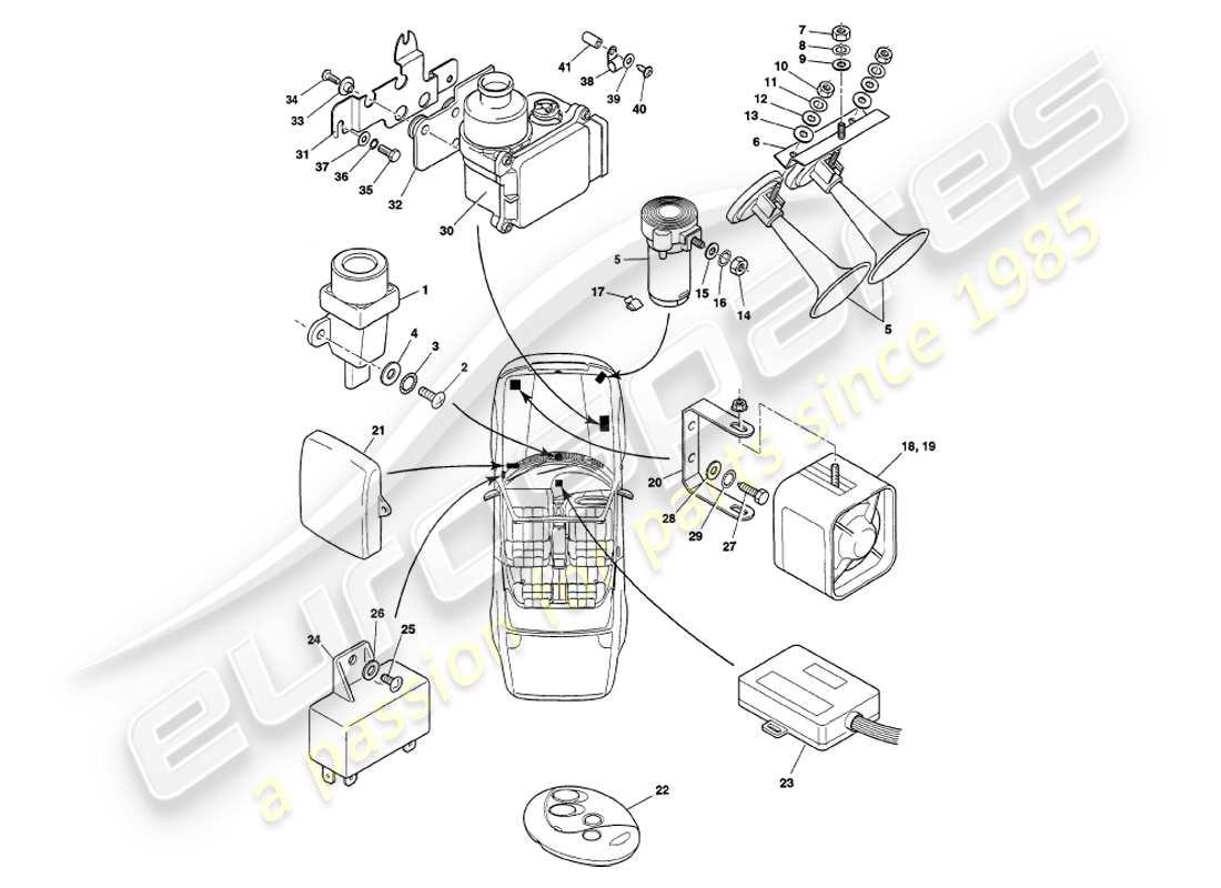 a part diagram from the aston martin v8 volante parts catalogue