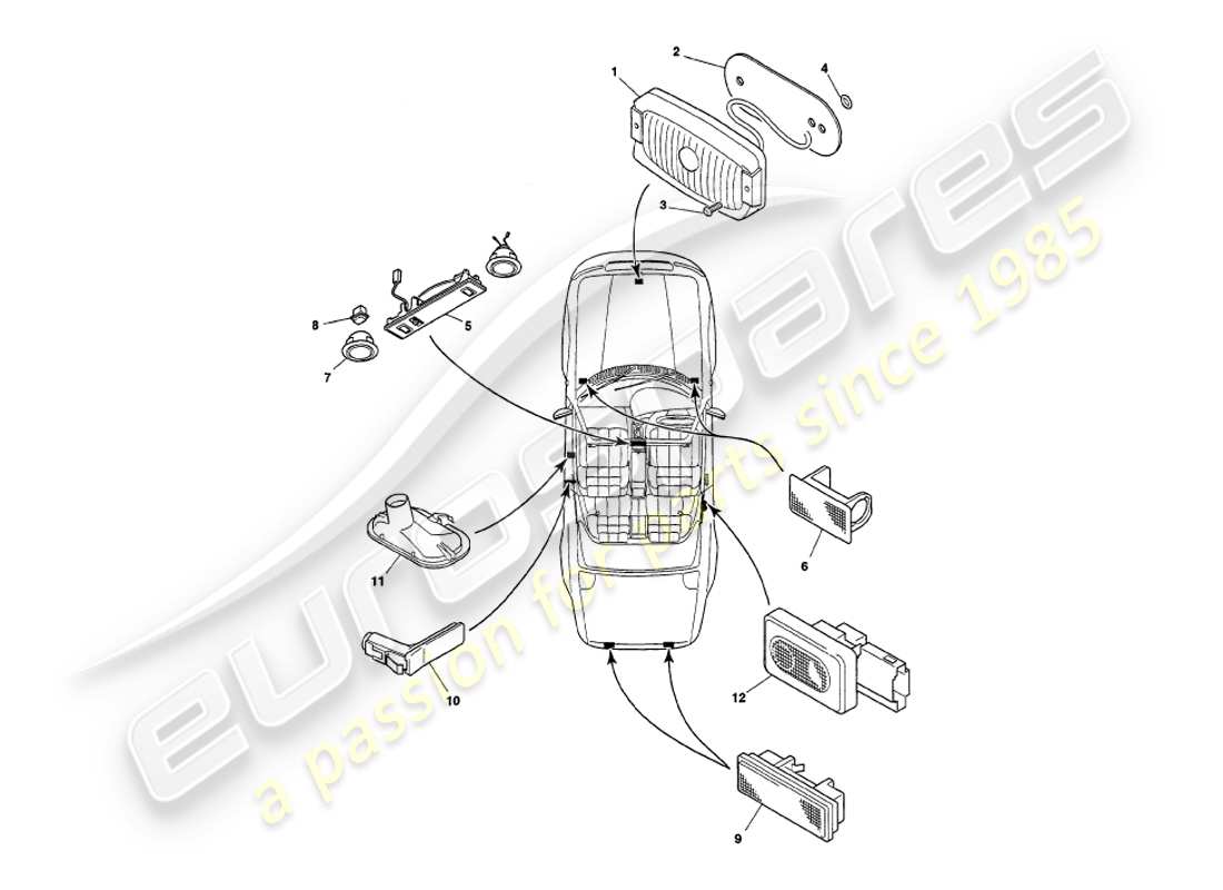 a part diagram from the aston martin v8 volante parts catalogue