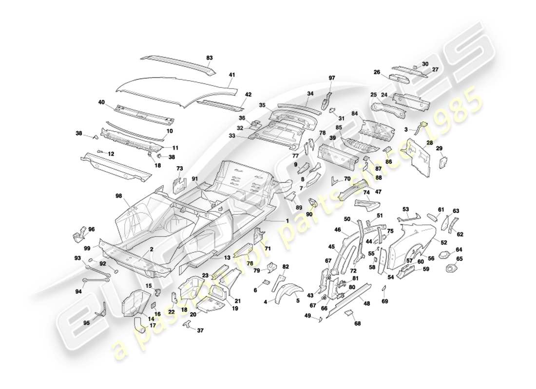 a part diagram from the aston martin db7 parts catalogue