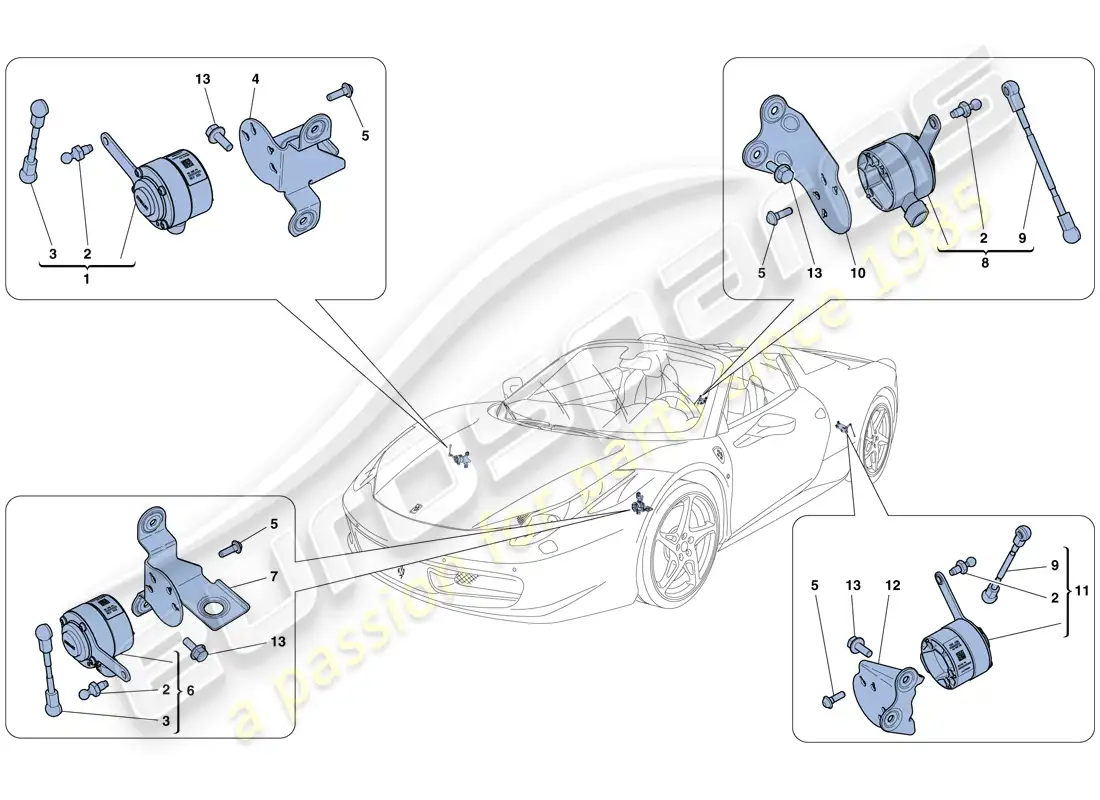 ferrari 458 spider (rhd) electronic management (suspension) parts diagram