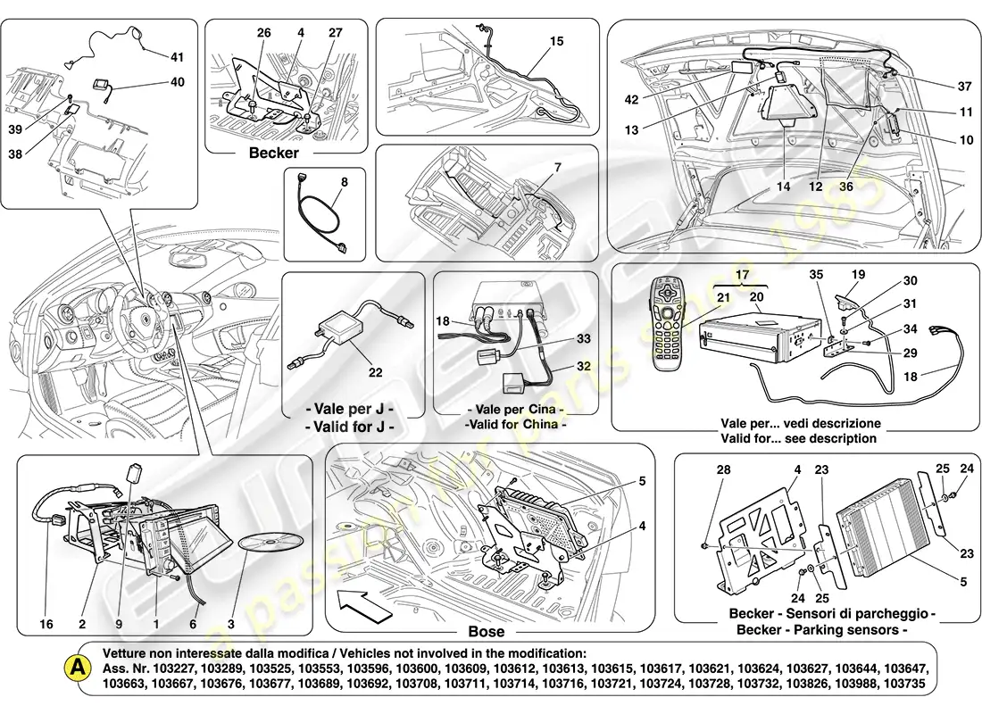 ferrari california (rhd) infotainment system parts diagram
