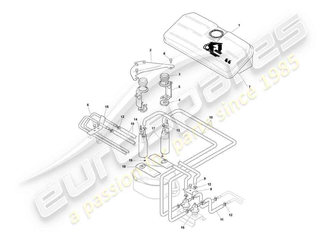 aston martin db7 vantage (2001) volante fuel tank swirl pot part diagram