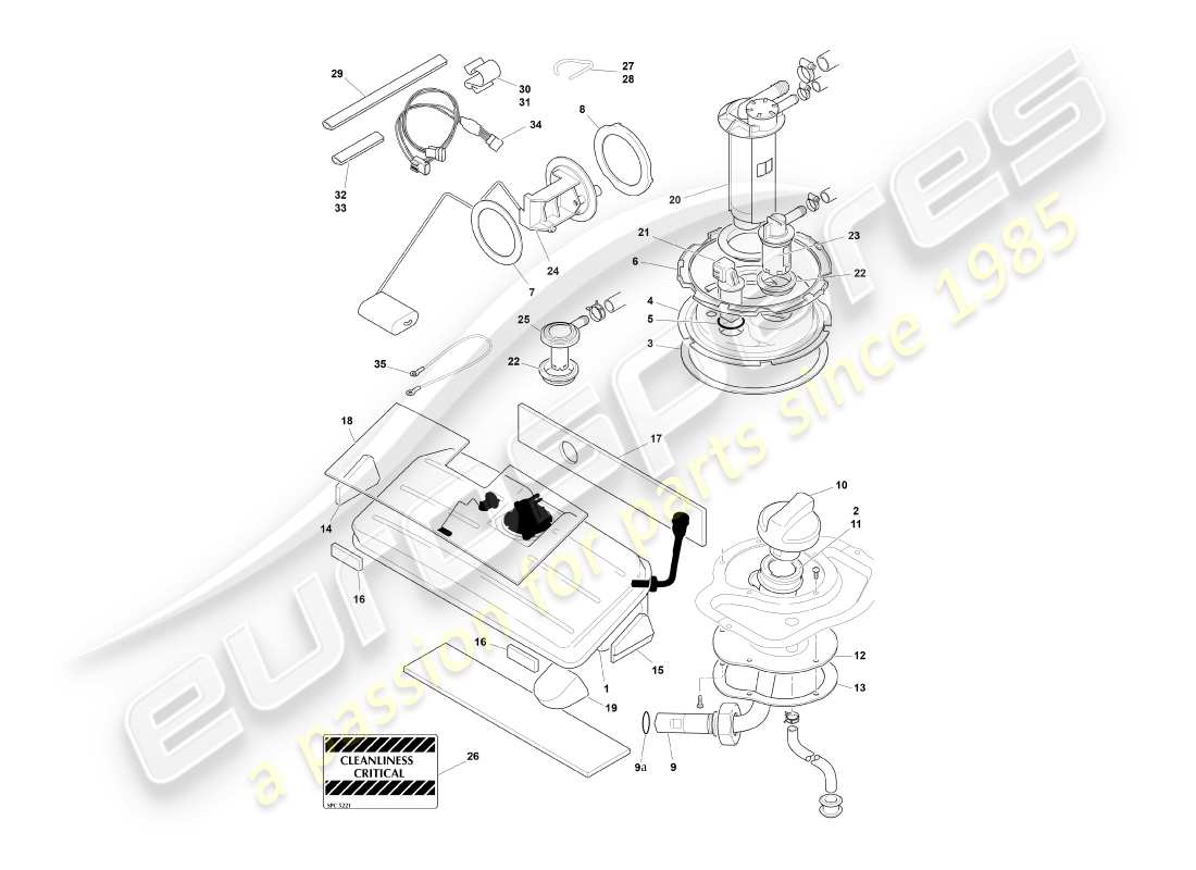 aston martin db7 vantage (2001) fuel tank, volante part diagram