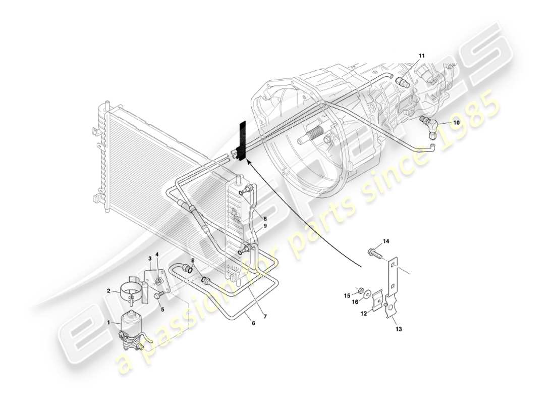 aston martin db7 vantage (2001) manual transmission, gearbox cooling part diagram