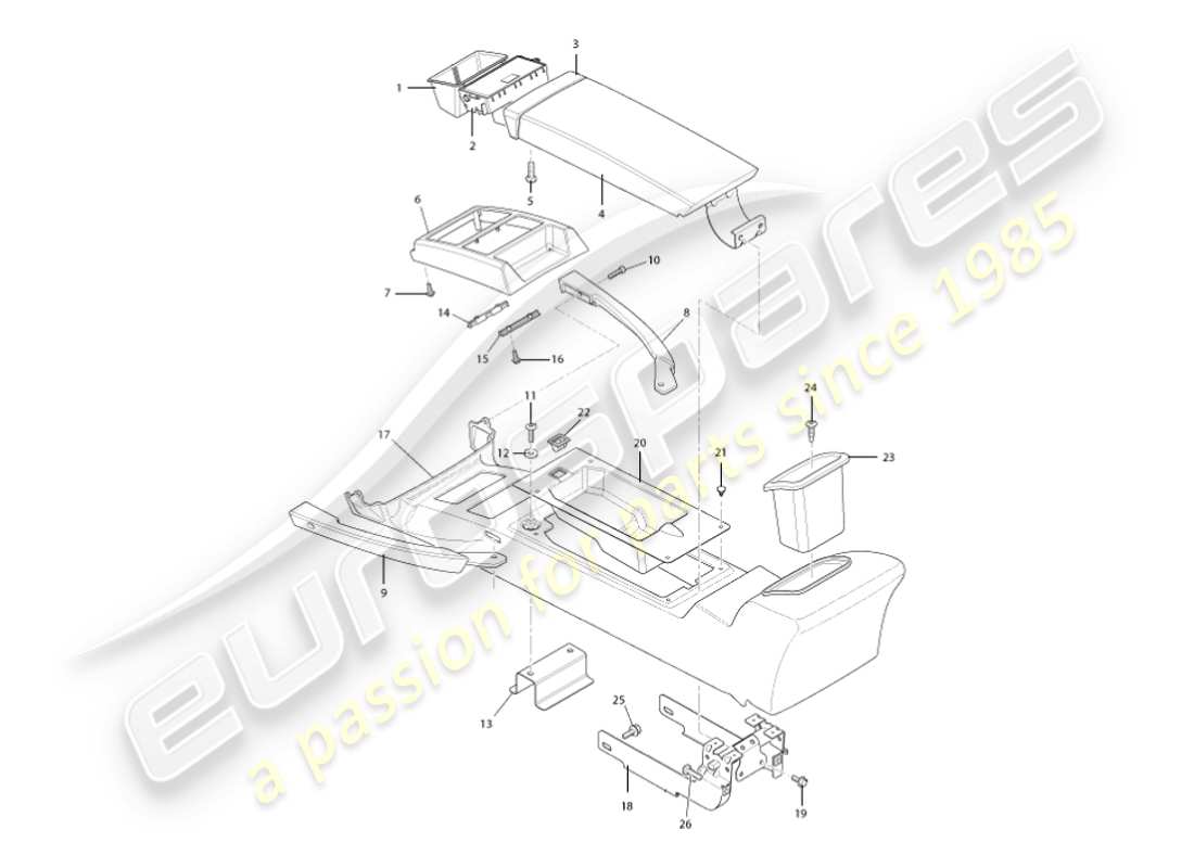aston martin vanquish (2003) centre console & trim, to vin 501948 part diagram
