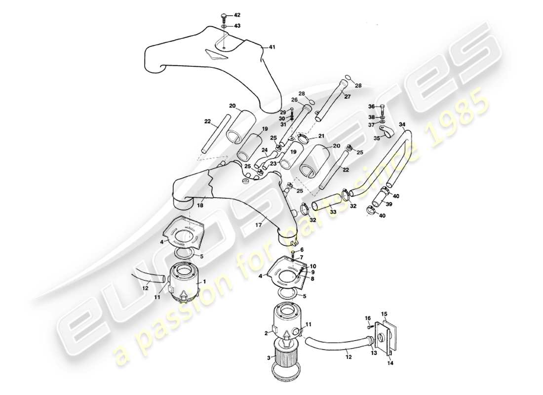 aston martin v8 volante (1997) air filters part diagram