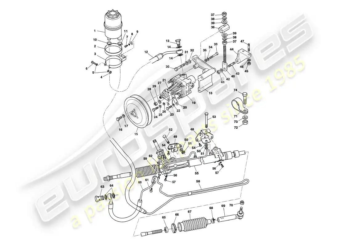 aston martin v8 coupe (2000) power steering parts diagram