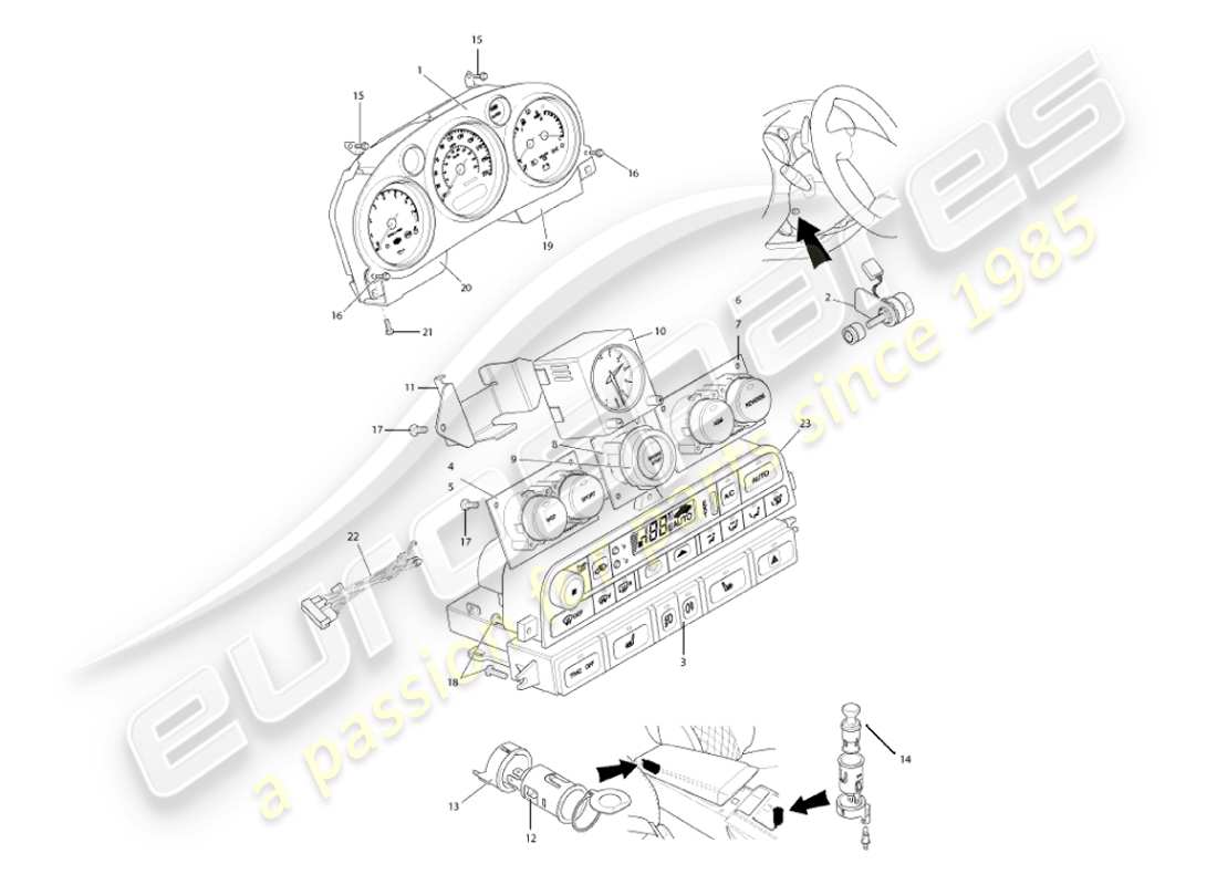 aston martin vanquish (2002) instruments & controls part diagram