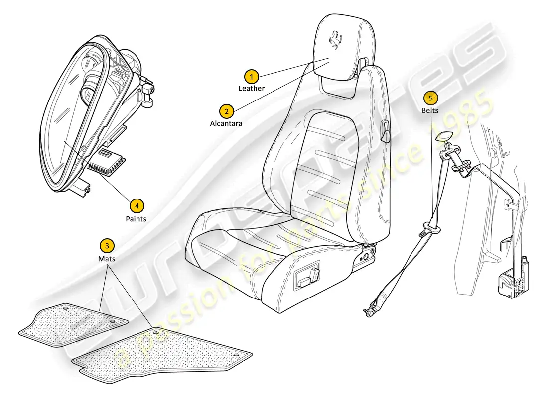 ferrari f430 coupe (europe) colour codes parts diagram