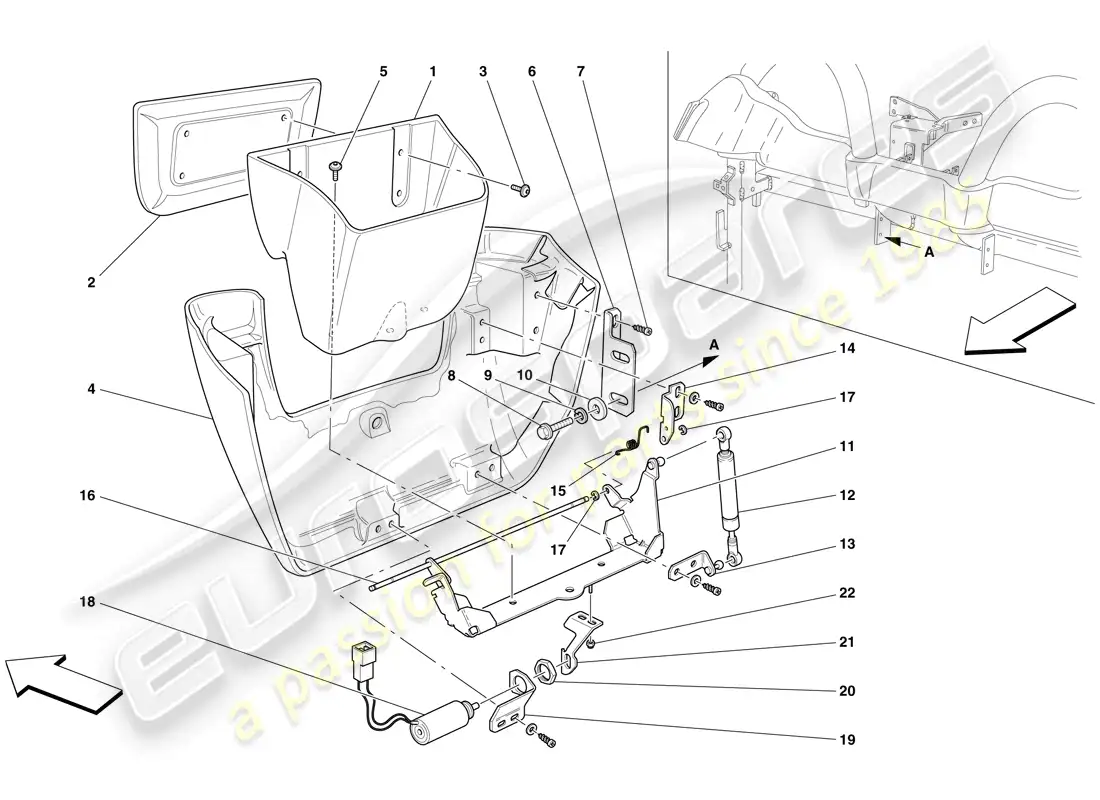 ferrari f430 spider (europe) rear oddment storage compartment parts diagram