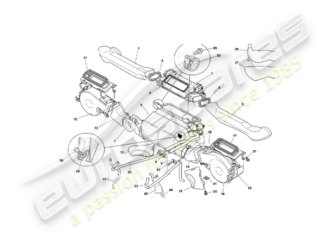 aston martin vanquish (2004) interior installation parts diagram