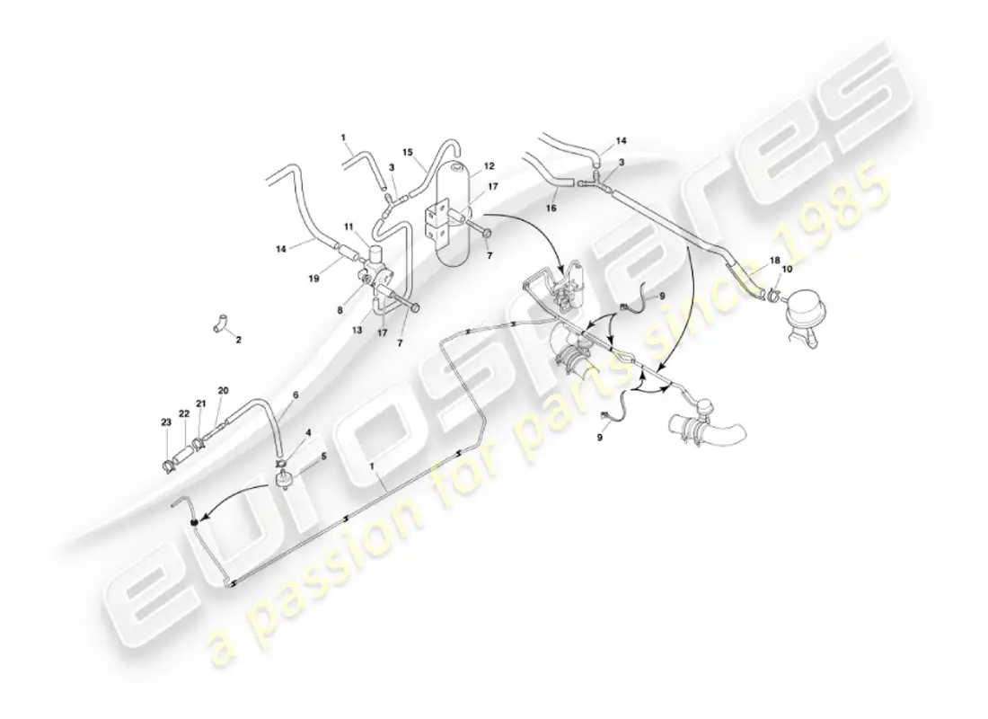 aston martin vanquish (2004) exhaust by-pass system parts diagram