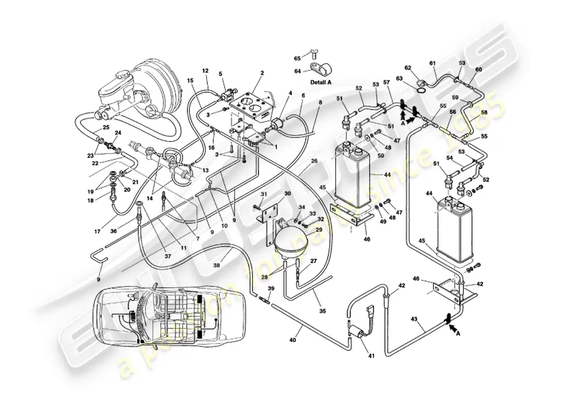 aston martin v8 volante (1998) vacuum system parts diagram