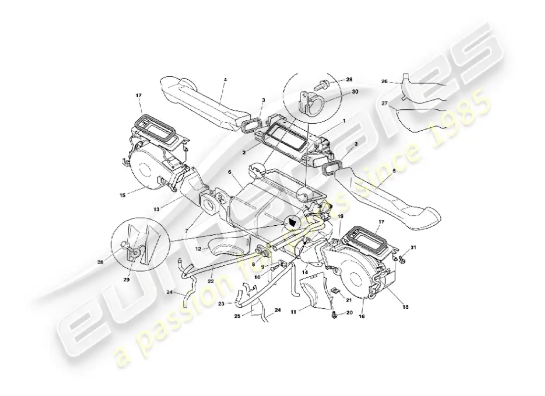 aston martin vanquish (2002) interior installation parts diagram