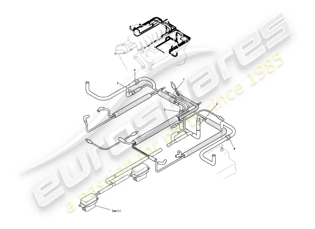 aston martin vanquish (2005) vacuum system, engine parts diagram