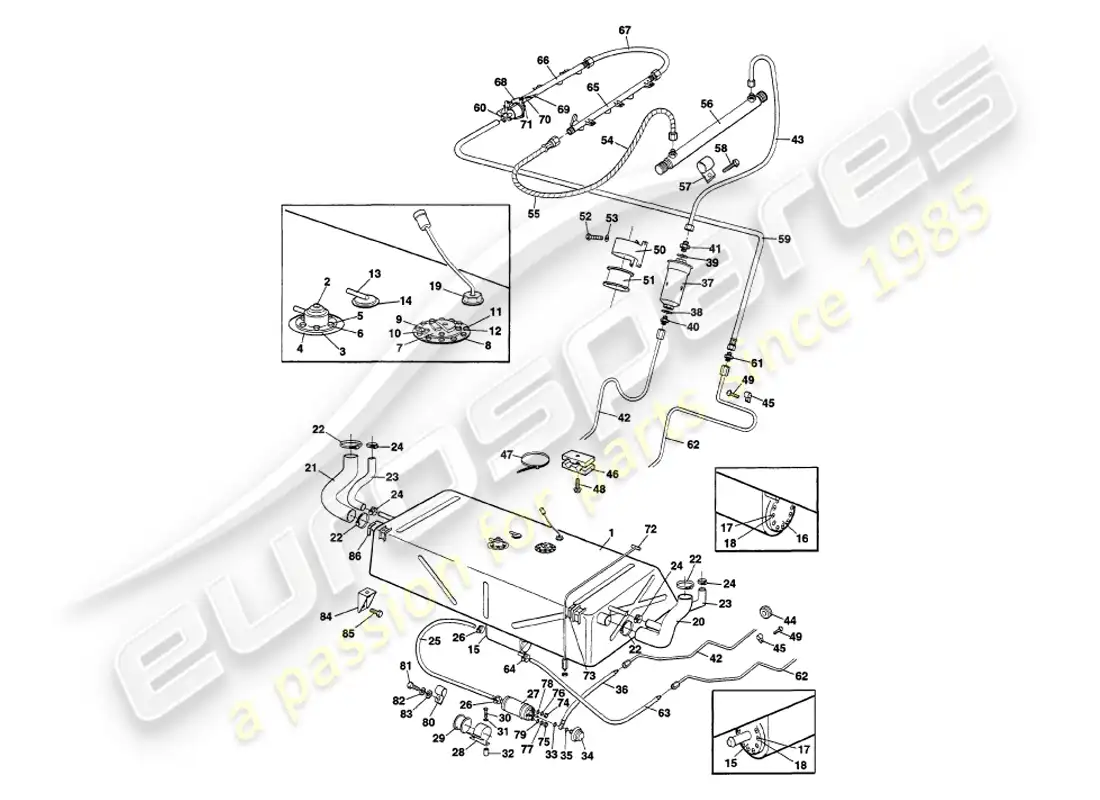 aston martin v8 volante (1998) fuel system parts diagram