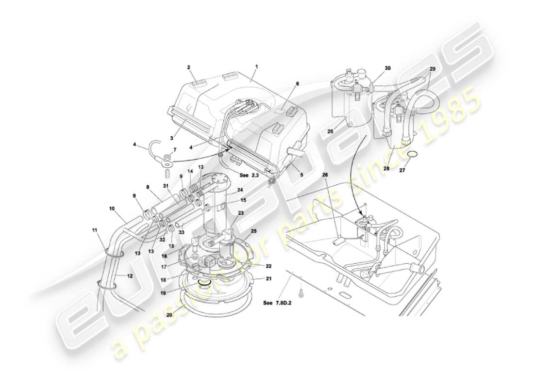 aston martin vanquish (2006) fuel tank part diagram