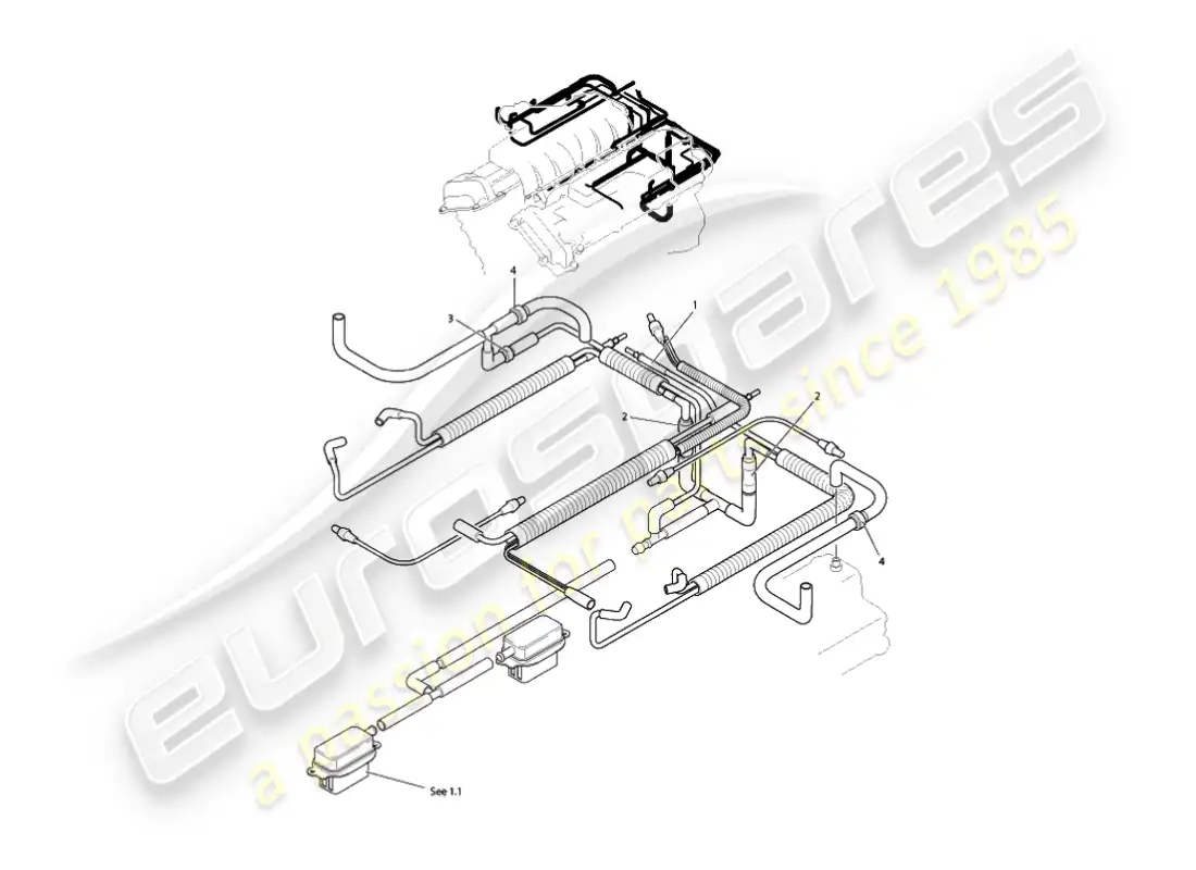 aston martin vanquish (2006) vacuum system, engine parts diagram
