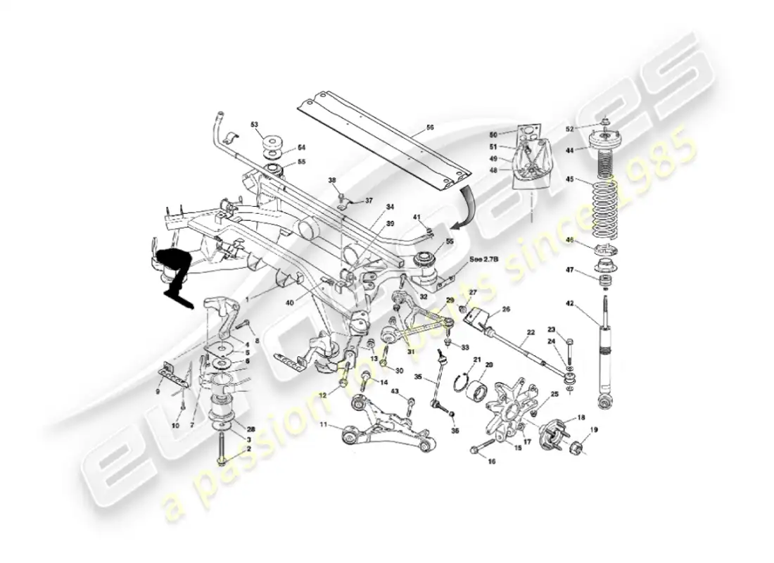 aston martin vanquish (2006) rear suspension parts diagram