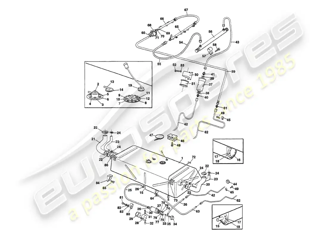 aston martin v8 volante (1997) fuel system parts diagram