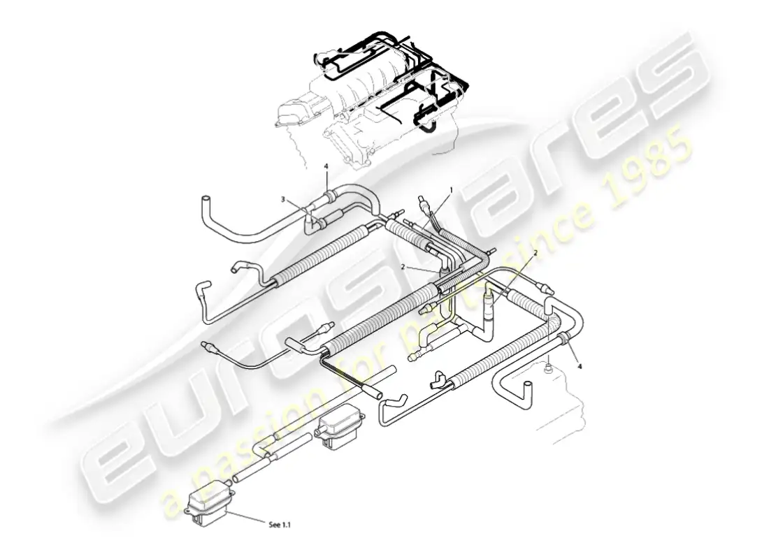 aston martin vanquish (2002) vacuum system, engine parts diagram