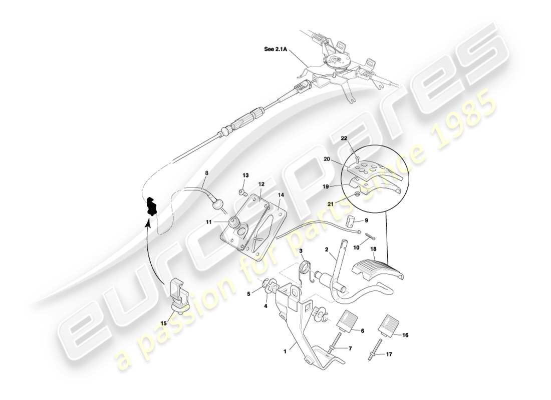 aston martin db7 vantage (2001) pedal gear, accelerator, lhd part diagram