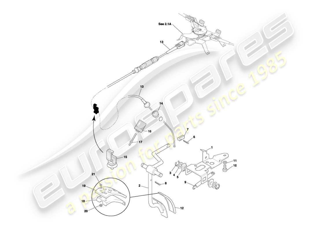 aston martin db7 vantage (2001) pedal gear, accelerator, rhd part diagram