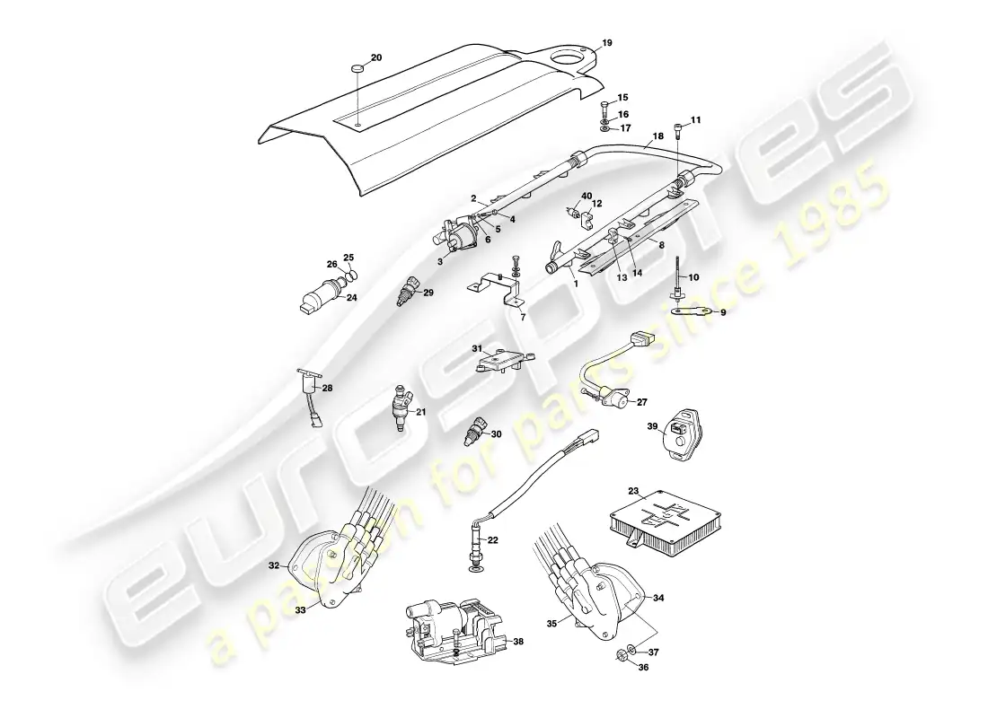 aston martin v8 coupe (2000) electronic fuel injection parts diagram