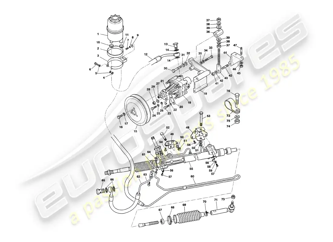 aston martin v8 volante (1998) power steering part diagram