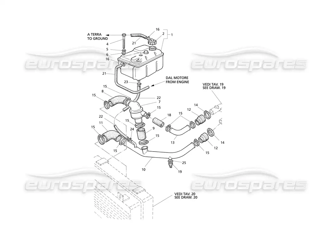 maserati qtp v8 evoluzione engine cooling system and thermostat parts diagram