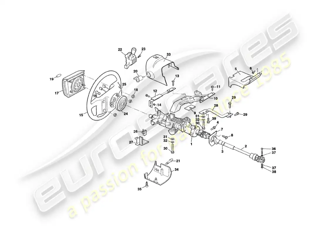 aston martin v8 coupe (2000) steering column parts diagram