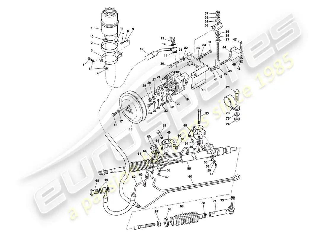 aston martin v8 volante (1999) power steering parts diagram