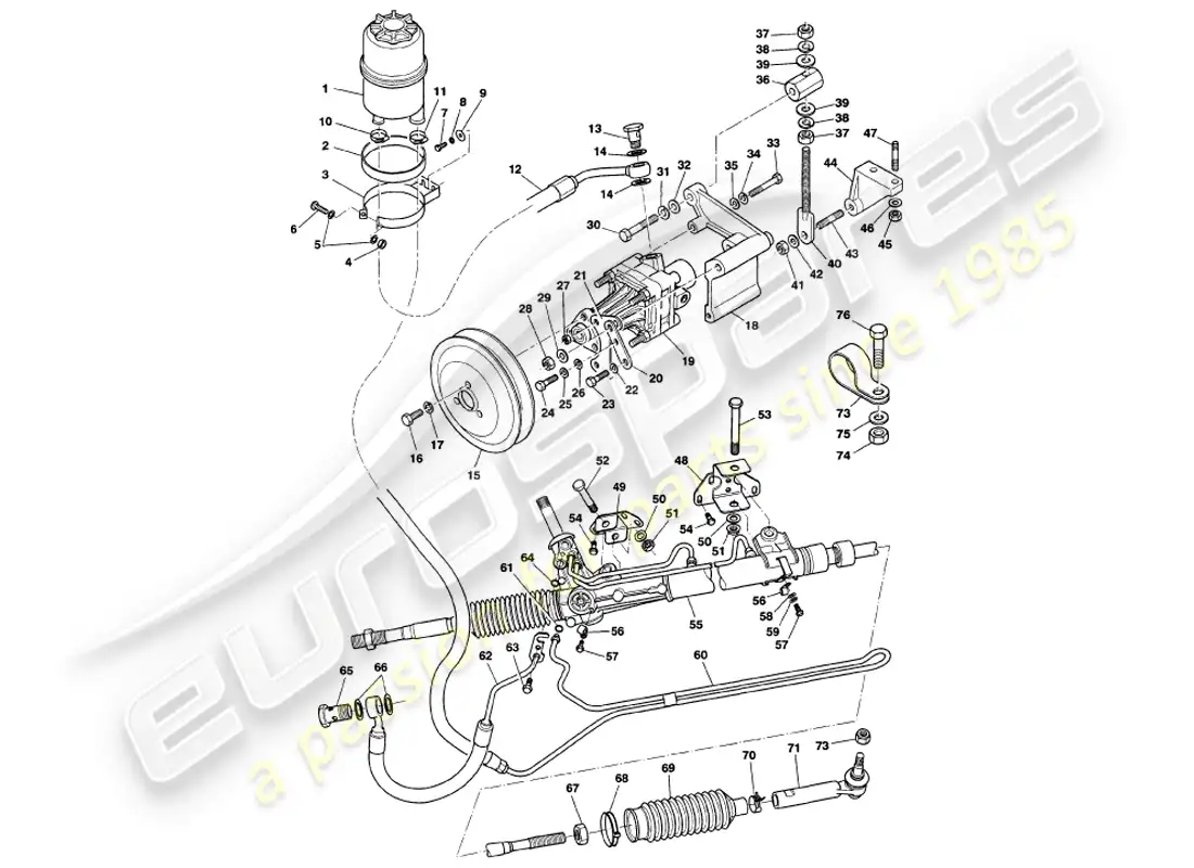 aston martin v8 volante (2000) power steering parts diagram