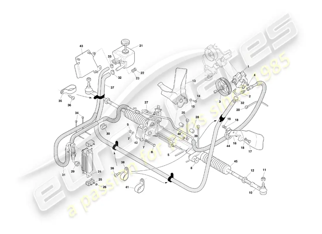 aston martin db7 vantage (1999) power steering part diagram