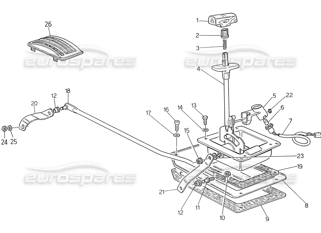 maserati 222 / 222e biturbo automatic transmission control (3 hp) part diagram