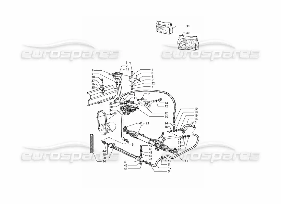 maserati qtp v6 (1996) power steering system (lhd) parts diagram
