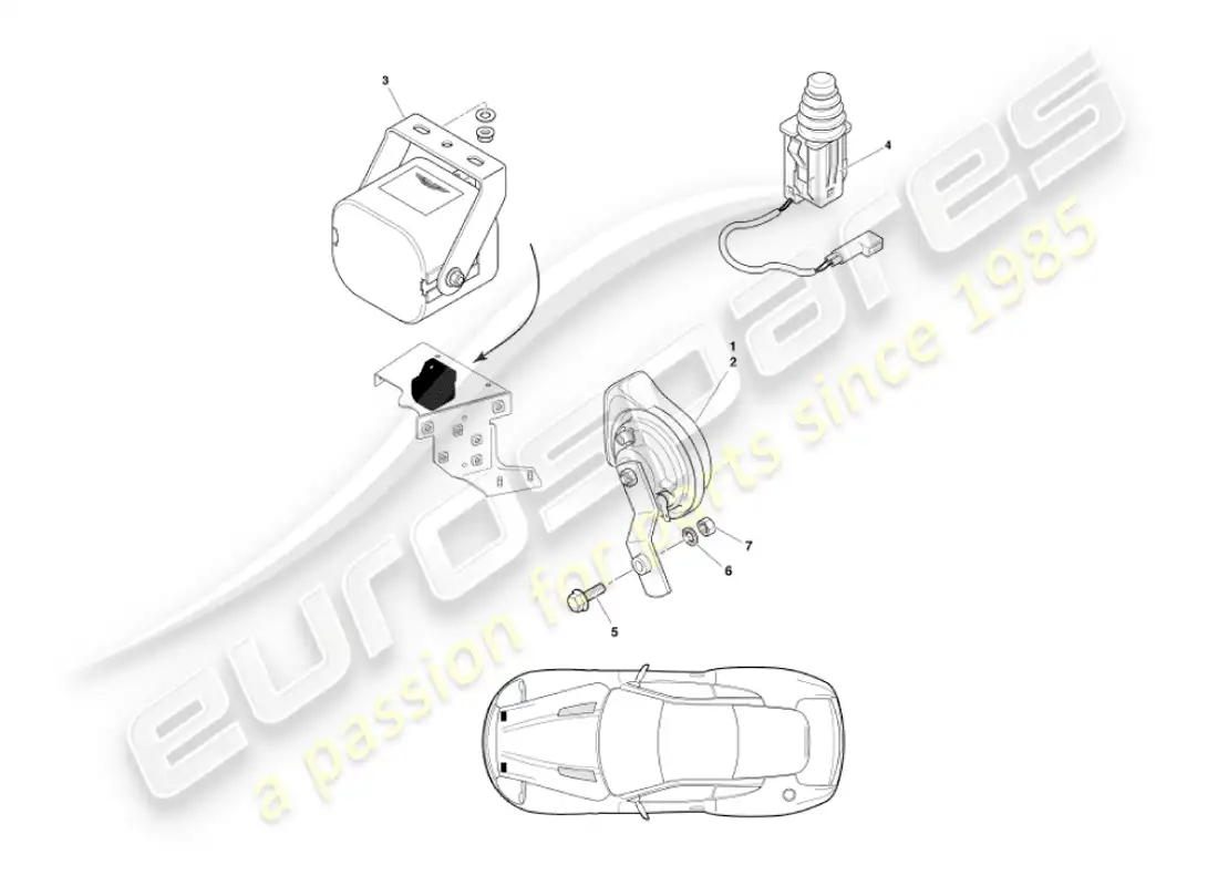 aston martin vanquish (2002) underbonnet components parts diagram