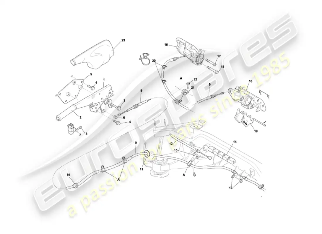 aston martin vanquish (2005) handbrake parts diagram